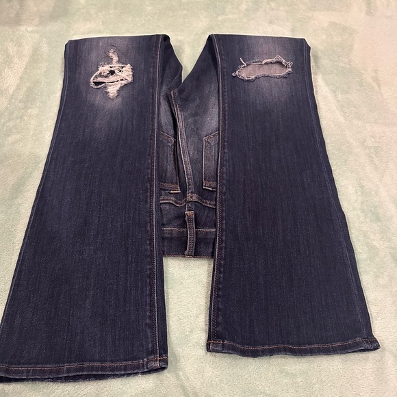 Express Dark Blue Distressed Boot cut Jeans - Picture 5 of 16